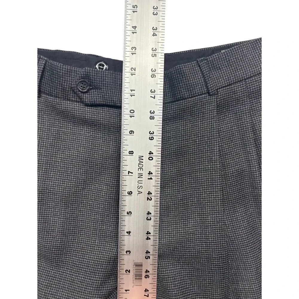 Jos A Bank 40R 32x30 Gray Black Micro Houndstooth 2pc Pant Suit Pleated Wool